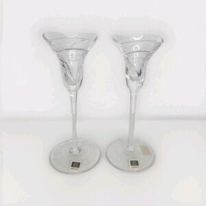 Rogaska Maestro Crystal Glass Candlesticks Votives Tulip Floral 8" Vintage Stems